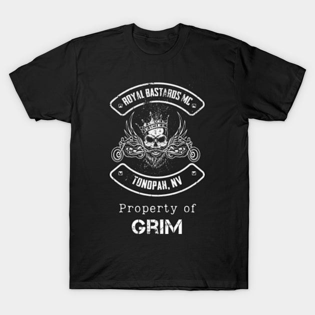 Royal Bastards MC Tonopah, NV Property Grim 2 T-Shirt by Nikki Landis